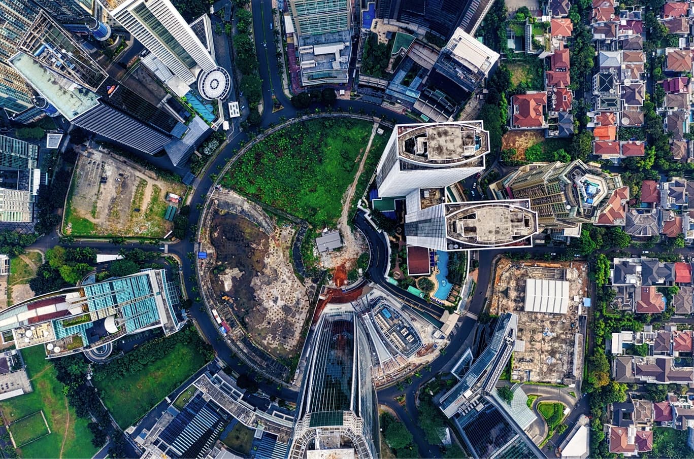 Vue aérienne urbaine